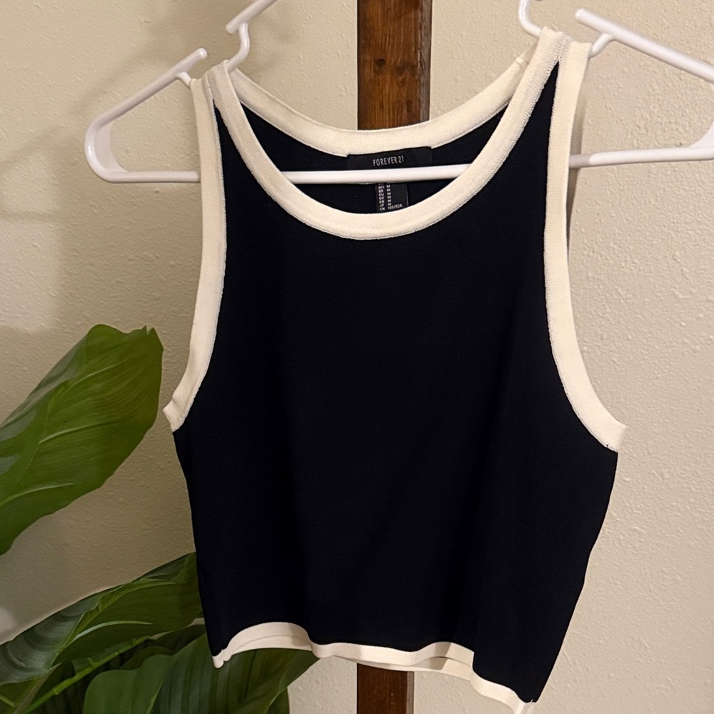 Forever 21 Black and Cream Tank Top